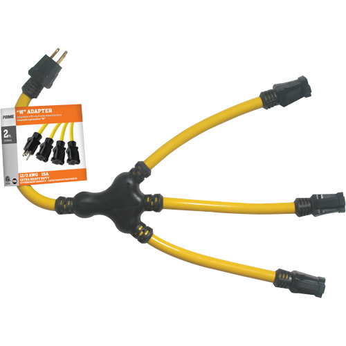 "W" Adapter, Outdoor, STW, 12/3 AWG, 15 A, 3 Outlet(s), 2' Sidevic Inc.