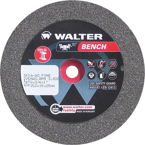 Bench Grinding Wheel, 6" x 3/4", 1" Arbor, 1 Sidevic Inc.