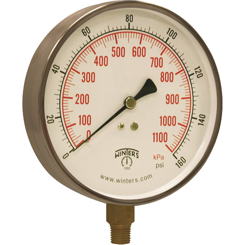 Manom&egrave;tre pour entrepreneur,  4-1/2", 0 - 160 psi, Fixation inf&eacute;rieure, Analogique Sidevic Inc.