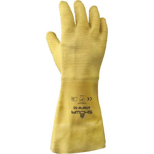 Gants pour usage g&eacute;n&eacute;ral 67NFW, 10/Grand, R&ecirc;vetement Latex de caoutchouc, Enveloppe en Coton Sidevic Inc.