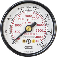 Pressure Gauges, 1-1/2" , 0 - 4000 psi, Back Mount, Analogue Sidevic Inc.