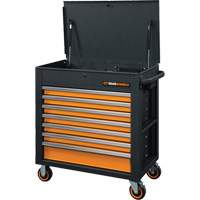 Chariot &agrave; outils s&eacute;rie GSX avec dessus inclin&eacute;, 7 tiroirs, 35" lo x 20" la x 39" h, Noir/Orange Sidevic Inc.
