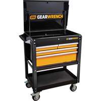 Chariot utilitaire, 4 tiroirs, 33" lo x 21" la x 42" h, Noir/Orange Sidevic Inc.