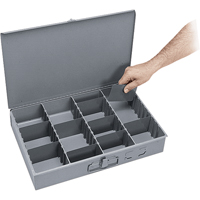 Adjustable Compartment Boxes, Steel, Variable Slots, 18" W x 12" D x 3" H, Grey Sidevic Inc.
