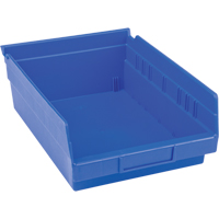 Plastic Shelf Bins, 8-3/8" W x 4" H x 11-5/8" D, Blue, 15 lbs. Capacity Sidevic Inc.
