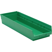 Shelf Bins, 8-3/8" W x 4" H x 23-5/8" D, Green, 50 lbs. Capacity Sidevic Inc.