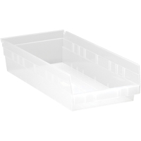 Shelf Bins, 8-3/8" W x 4" H x 17-7/8" D, Clear, 40 lbs. Capacity Sidevic Inc.