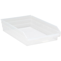 Shelf Bins, 11-1/8" W x 4" H x 17-7/8" D, Clear, 40 lbs. Capacity Sidevic Inc.