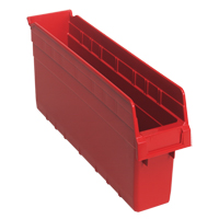 Store-Max Shelf Bins, 4-3/8" W x 8" H x 17-7/8" D, Red, 56 lbs. Capacity Sidevic Inc.