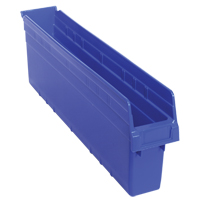 Store-Max Shelf Bins, 4-3/8" W x 8" H x 23-5/8" D, Blue, 68 lbs. Capacity Sidevic Inc.