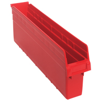 Store-Max Shelf Bins, 4-3/8" W x 8" H x 23-5/8" D, Red, 68 lbs. Capacity Sidevic Inc.