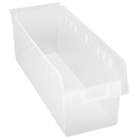 Store-Max Shelf Bins, 8-3/8" W x 8" H x 23-5/8" D, Clear, 68 lbs. Capacity Sidevic Inc.