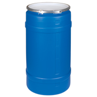 Barils en poly&eacute;thyl&egrave;ne, 30 gal. US (25 gal. imp.), Dessus ouvert, Bleu Sidevic Inc.