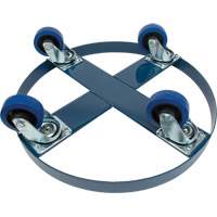 Drum Dolly, Steel, 1400 lbs. Capacity, 24" Diameter, Blue Elastic Casters Sidevic Inc.