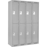 Clean Line Lockers, 2 -tier, Bank of 4, 48" x 18" x 72", Steel, Grey, Rivet (Assembled) Sidevic Inc.
