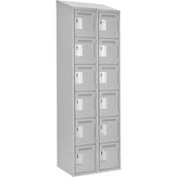 Clean Line Lockerette , 6 -tier, Bank of 2, 24" x 18" x 78", Steel, Grey, Rivet (Assembled) Sidevic Inc.