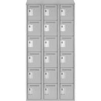 Clean Line Lockerette , 6 -tier, Bank of 3, 36" x 18" x 78", Steel, Grey, Rivet (Assembled) Sidevic Inc.
