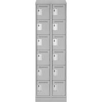 Clean Line Lockerette, 6 -tier, Bank of 2, 24" x 18" x 82", Steel, Grey, Rivet (Assembled) Sidevic Inc.