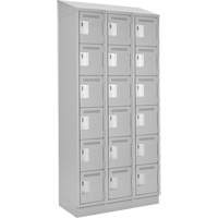 Clean Line Lockerette, 6 -tier, Bank of 3, 36" x 18" x 82", Steel, Grey, Rivet (Assembled) Sidevic Inc.