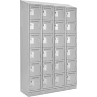 Clean Line Lockerette, 6 -tier, Bank of 4, 48" x 18" x 82", Steel, Grey, Rivet (Assembled) Sidevic Inc.