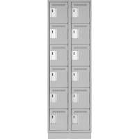 Clean Line Lockerette, 6 -tier, Bank of 2, 24" x 18" x 76", Steel, Grey, Rivet (Assembled) Sidevic Inc.