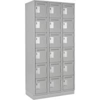 Clean Line Lockerette, 6 -tier, Bank of 3, 36" x 18" x 76", Steel, Grey, Rivet (Assembled) Sidevic Inc.