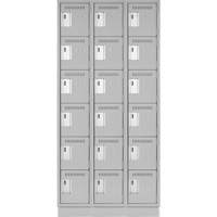 Clean Line Lockerette, 6 -tier, Bank of 3, 36" x 18" x 76", Steel, Grey, Rivet (Assembled) Sidevic Inc.