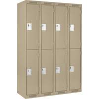 Clean Line Lockers, 2 -tier, Bank of 4, 48" x 18" x 72", Steel, Beige, Rivet (Assembled) Sidevic Inc.