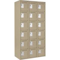 Petits casiers Clean Line, 6 niveaux, Bloc de 3, 36" x 18" x 72", Acier, Beige, Rivet (assembl&eacute;) Sidevic Inc.