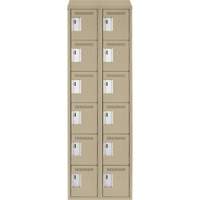Clean Line Lockerette, 6 -tier, Bank of 2, 24" x 18" x 78", Steel, Beige, Rivet (Assembled) Sidevic Inc.