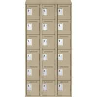 Clean Line Lockerette, 6 -tier, Bank of 3, 36" x 18" x 78", Steel, Beige, Rivet (Assembled) Sidevic Inc.