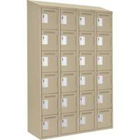 Clean Line Lockerette, 6 -tier, Bank of 4, 48" x 18" x 78", Steel, Beige, Rivet (Assembled) Sidevic Inc.