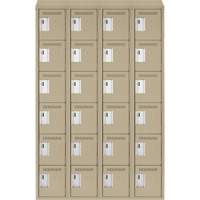 Clean Line Lockerette, 6 -tier, Bank of 4, 48" x 18" x 78", Steel, Beige, Rivet (Assembled) Sidevic Inc.