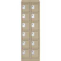 Clean Line Lockerette , 6 -tier, Bank of 2, 24" x 18" x 82", Steel, Beige, Rivet (Assembled) Sidevic Inc.