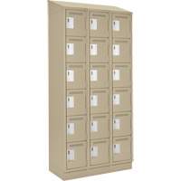 Clean Line Lockerette , 6 -tier, Bank of 3, 36" x 18" x 82", Steel, Beige, Rivet (Assembled) Sidevic Inc.