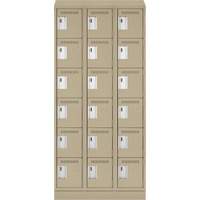 Clean Line Lockerette , 6 -tier, Bank of 3, 36" x 18" x 82", Steel, Beige, Rivet (Assembled) Sidevic Inc.