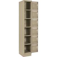 Clean Line Lockerette, 6 -tier, Bank of 4, 48" x 18" x 76", Steel, Beige, Rivet (Assembled) Sidevic Inc.