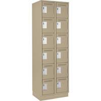 Clean Line Lockerette, 6 -tier, Bank of 2, 24" x 18" x 76", Steel, Beige, Rivet (Assembled) Sidevic Inc.