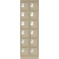 Clean Line Lockerette, 6 -tier, Bank of 2, 24" x 18" x 76", Steel, Beige, Rivet (Assembled) Sidevic Inc.