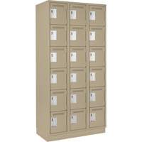 Clean Line Lockerette, 6 -tier, Bank of 3, 36" x 18" x 76", Steel, Beige, Rivet (Assembled) Sidevic Inc.