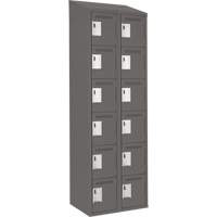 Clean Line Lockerette, 6 -tier, Bank of 2, 24" x 18" x 78", Steel, Charcoal, Rivet (Assembled) Sidevic Inc.