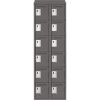 Clean Line Lockerette, 6 -tier, Bank of 2, 24" x 18" x 78", Steel, Charcoal, Rivet (Assembled) Sidevic Inc.
