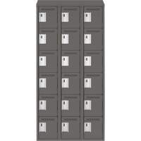 Clean Line Lockerette, 6 -tier, Bank of 3, 36" x 18" x 78", Steel, Charcoal, Rivet (Assembled) Sidevic Inc.