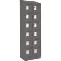 Clean Line Lockerette, 6 -tier, Bank of 2, 24" x 18" x 82", Steel, Charcoal, Rivet (Assembled) Sidevic Inc.