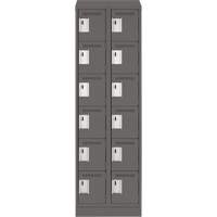 Clean Line Lockerette, 6 -tier, Bank of 2, 24" x 18" x 82", Steel, Charcoal, Rivet (Assembled) Sidevic Inc.