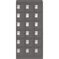 Clean Line Lockerette, 6 -tier, Bank of 3, 36" x 18" x 82", Steel, Charcoal, Rivet (Assembled) Sidevic Inc.