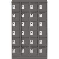 Clean Line Lockerette, 6 -tier, Bank of 4, 48" x 18" x 82", Steel, Charcoal, Rivet (Assembled) Sidevic Inc.