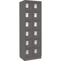 Clean Line Lockerette, 6 -tier, Bank of 2, 24" x 18" x 76", Steel, Charcoal, Rivet (Assembled) Sidevic Inc.