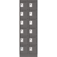 Clean Line Lockerette, 6 -tier, Bank of 2, 24" x 18" x 76", Steel, Charcoal, Rivet (Assembled) Sidevic Inc.