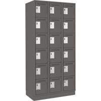 Clean Line Lockerette, 6 -tier, Bank of 3, 36" x 18" x 76", Steel, Charcoal, Rivet (Assembled) Sidevic Inc.